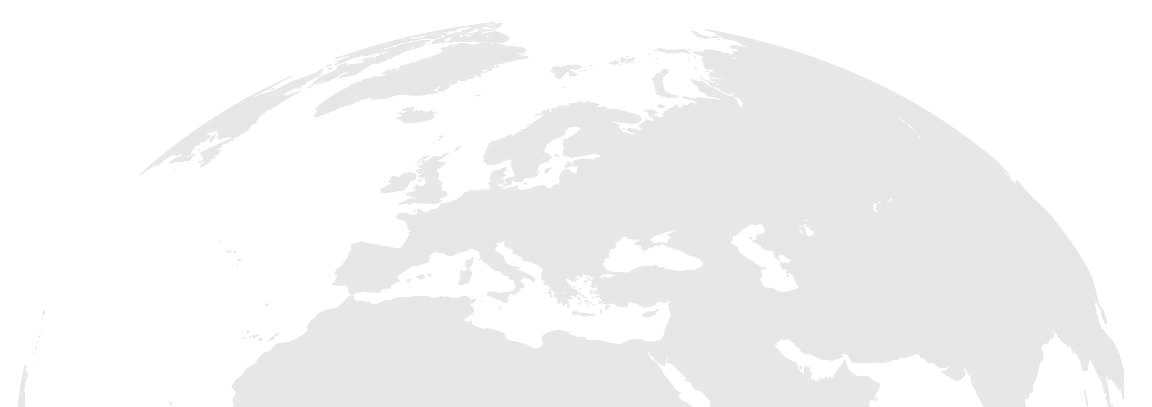 Black and white globe map highlighting Europe, Middle East, and North Africa regions